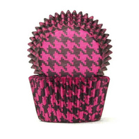 Cake Craft Cupcake Cases Pink & Black Hounds Tooth Pkt of 100 (#408)