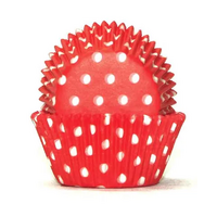 Cake Craft Cupcake Cases Red Polka Dot Pkt of 100 (#700)