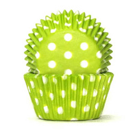 Cake Craft Cupcake Cases Lime Green Polka Dot Pkt of 100 (#700)