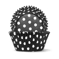 Cake Craft Cupcake Cases Black Polka Dot Pkt of 100 (#700)