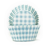 Cake Craft Cupcake Cases Pastel Blue Gingham Pkt of 100 (#700)