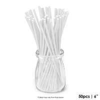 Cake Craft White 6 Inch Lollipop/Cakepop Sticks Pack of 50