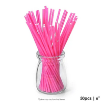 Cake Craft Bright Pink 6 Inch Lollipop/Cakepop Sticks Pack of 50