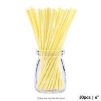 Cake Craft Yellow 6 Inch Lollipop/Cakepop Sticks Pack of 50