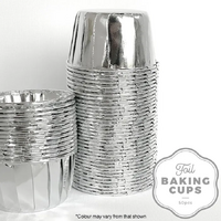 Cake Craft Wish Silver Foil Round Baking Cup/Cupcake Cases Pkt of 50