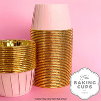 Cake Craft Wish Pink and Gold Foil Round Baking Cup/Cupcake Cases Pkt of 50