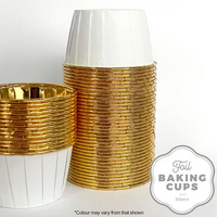 Cake Craft Wish White and Gold Foil Round Baking Cup/Cupcake Cases Pkt of 50 