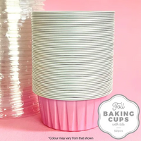 Cake Craft Wish Pink Round Foil Baking cup with Lid Pkt of 50