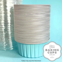 Cake Craft Wish Light Blue Round Foil Baking cup with Lid Pkt of 50