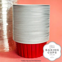 Cake Craft Wish Red Round Foil Baking cup with Lid Pkt of 50