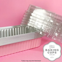 Cake Craft Wish Silver and Pink Rectangle Foil Baking cup with Lid Pkt of 10