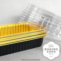 Cake Craft Wish Black and Gold Rectangle Foil Baking cup with Lid Pkt of 10