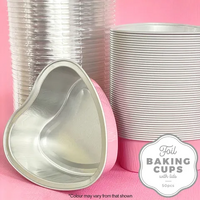 Cake Craft Wish Light Pink Heart Foil Baking cup with Lid Pkt of 50