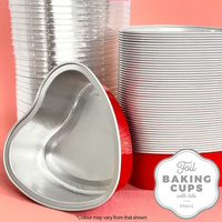 Cake Craft Wish Red Heart Foil Baking cup with Lid Pkt of 50