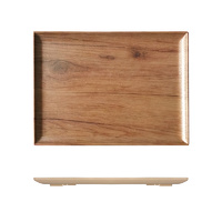 SALE Ryner Melamine Wood-Look Rectangular Platter w Lip 400x300mm