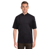 Sale...Chefworks Cannes Coat with Press Studs & Short Sleeve Black - Large