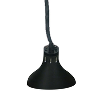 Pull Down Heat Lamp Black Finish w Globe Round 290mm