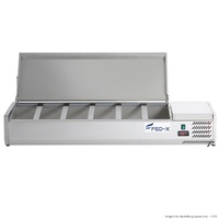 Countertop Prep Fridge with Stainless Steel Lid Fits 6x 1/3 GN Pans