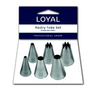 Loyal Bakeware Six Assorted Star & Round Pastry Tubes