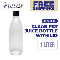 Clear PET Juice Bottle with Lid 1L Pack of 10