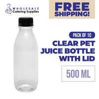 Clear PET Juice Bottle with Lid 500ML Pack of 10