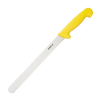 Hygiplas Serrated Slicer Yellow 255mm - Yellow handle for Raw Poultry