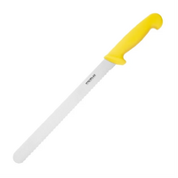 Hygiplas Serrated Slicer Yellow 300mm - Yellow handle for Raw Poultry