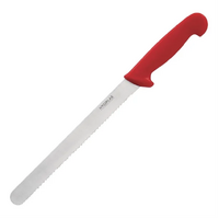 Hygiplas Serrated Slicer Red 248mm - Red for Raw Meat