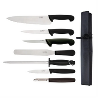 Hygiplas 7 Piece Knife Starter Set With 26.5cm Chef Knife and Roll Bag