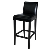 Bolero Faux Leather High Bar Stool with Full Back Black