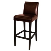 Bolero Faux Leather High Bar Stool with Full Back Dark Brown