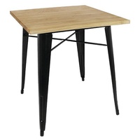 Bolero Steel Bistro Square 700mm Table Wood Top Black