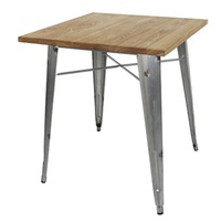 Bolero Steel Bistro Square 700mm Table Wood Top Grey