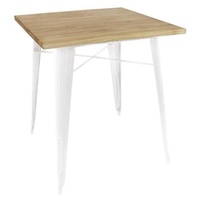 Bolero Steel Bistro Square 700mm Table Wood Top White