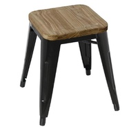 Bolero Steel Bistro Low Stool Wood Seat Pad Black Pack of 4