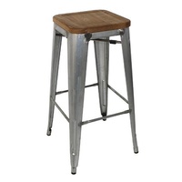 Bolero Steel Bistro High Stool Wood Seat Pad Grey Pack of 4