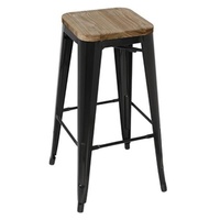 Bolero Steel Bistro High Stool Wood Seat Pad Black Pack of 4