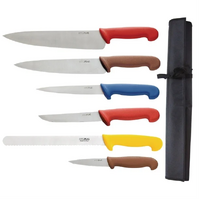 Hygiplas 6 Piece Colour Coded Chefs Knife Set Supplied in a Nylon Wallet.