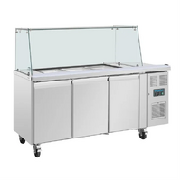 Polar U-Series GN Saladette Counter with Square Sneeze Guard 3 Door 