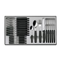 Victorinox Swiss Classic Cutlery Set, 24 pieces - Black Handle