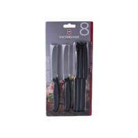 Victorinox Swiss Classic Steak & Tomato Knife,11cm Round Tip 8 pc Set Black