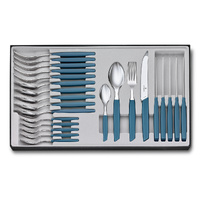 Victorinox Swiss Modern Cornflower Blue Handle Cutlery Table Set, 24 pieces