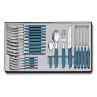 Victorinox Swiss Modern Cornflower Blue Handle Cutlery Table Set, 24 pieces (Steak Knife)