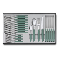 Victorinox Swiss Modern Sage Green Handle Cutlery Table Set, 24 pieces