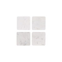 Zanzi Square Coaster White Marble 4pc Set 100x100x15mm