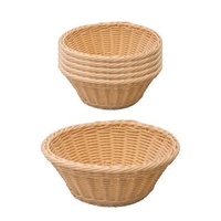 6x Bread Basket, Dishwasher Safe Plastic, Round, Serving Parties Catering 210mm