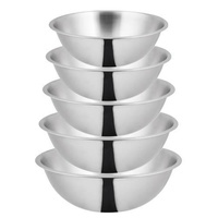 5x Mixing Bowl 5L / 6L / 7.5L / 10.5L / 13L Stainless Steel Kitchen Bowls