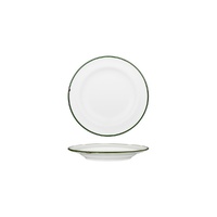 Luzerne Tin Tin White w Green Rim Wide Rim Plate 170mm Set of 6