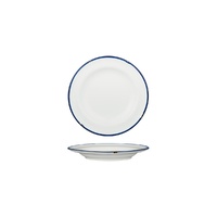 Luzerne Tin Tin White w Navy Blue Rim Wide Rim Plate 170mm Set of 6