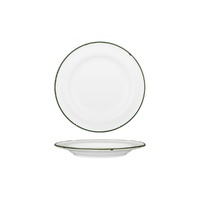 Luzerne Tin Tin White w Green Rim Wide Rim Plate 210mm Set of 6